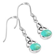 Turquoise Celtic Trinity Knot Silver Earrings - e391h